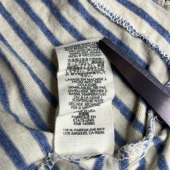 The Great. Ruffle Stripe Peplum Short Sleeve Top - Picture 9 of 10